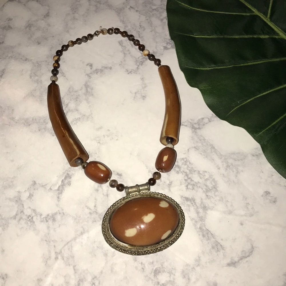 HANDMADE One-of-a-kind Wood & Metal Necklace